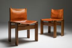 Afra Tobia Scarpa Cognac Leather Monk Dining Chairs by Afra Tobia Scarpa 1970s - 1691672