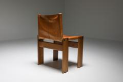 Afra Tobia Scarpa Cognac Leather Monk Dining Chairs by Afra Tobia Scarpa 1970s - 1691674