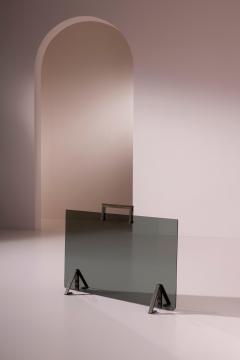 Afra Tobia Scarpa Italian Mid Century Fire Screen in Smoked Glass and Burnished Brass 1960s - 4577145