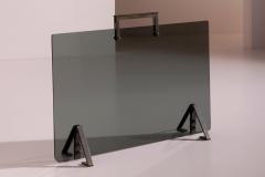 Afra Tobia Scarpa Italian Mid Century Fire Screen in Smoked Glass and Burnished Brass 1960s - 4577156