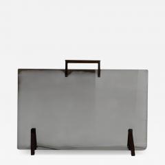 Afra Tobia Scarpa Italian Mid Century Fire Screen in Smoked Glass and Burnished Brass 1960s - 4578668