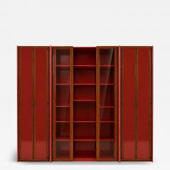 Afra Tobia Scarpa Mid Century Afra Tobia Scarpa Italian Red Lacquer 1960s Modular Wall Unit - 4619022