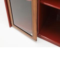 Afra Tobia Scarpa Mid Century Afra Tobia Scarpa Italian Wood Red Lacquer And Glass 1960s Vitrine - 4617725