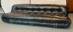 Afra Tobia Scarpa Mid Century Modern Afra Tobia Scarpa Soriana Black Leather Sofa for Cassina - 3011190