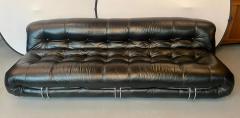Afra Tobia Scarpa Mid Century Modern Afra Tobia Scarpa Soriana Black Leather Sofa for Cassina - 3011191