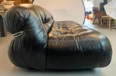 Afra Tobia Scarpa Mid Century Modern Afra Tobia Scarpa Soriana Black Leather Sofa for Cassina - 3011195