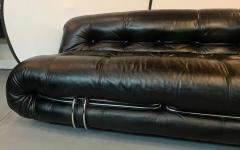 Afra Tobia Scarpa Mid Century Modern Afra Tobia Scarpa Soriana Black Leather Sofa for Cassina - 3011197