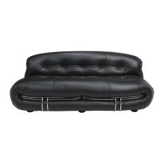 Afra Tobia Scarpa Mid Century Modern Black Leather Soriana Sofa Designed By Tobia Scarpa Italy - 3189982