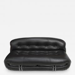 Afra Tobia Scarpa Mid Century Modern Black Leather Soriana Sofa Designed By Tobia Scarpa Italy - 3190385