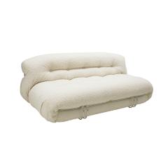 Afra Tobia Scarpa Mid Century Modern Tobia Scarpa White Boucl Wool Soriana Italian Sofa 1960s - 2361655