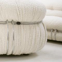 Afra Tobia Scarpa Mid Century Modern Tobia Scarpa White Boucl Wool Soriana Italian Sofa 1960s - 2361663