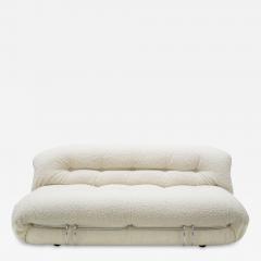 Afra Tobia Scarpa Mid Century Modern Tobia Scarpa White Boucl Wool Soriana Italian Sofa 1960s - 2362836