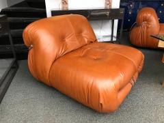 Afra Tobia Scarpa Pair of Soriana Tobia Scarpa Leather Chrome Lounge Chairs Italy 1970s - 784922