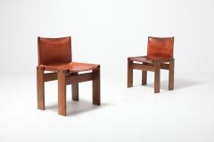 Afra Tobia Scarpa Scarpa Monk Chairs in Patinated Cognac Leather Set of Four 1970s - 984571