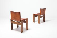 Afra Tobia Scarpa Scarpa Monk Chairs in Patinated Cognac Leather Set of Four 1970s - 984572