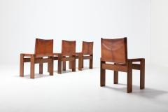 Afra Tobia Scarpa Scarpa Monk Chairs in Patinated Cognac Leather Set of Four 1970s - 984576