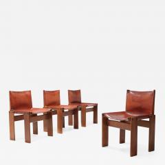 Afra Tobia Scarpa Scarpa Monk Chairs in Patinated Cognac Leather Set of Four 1970s - 985891