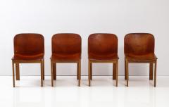 Afra Tobia Scarpa Set of 4 Model 121 Italian Leather Dining Chairs Afra Tobia Scarpa - 2479389