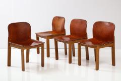 Afra Tobia Scarpa Set of 4 Model 121 Italian Leather Dining Chairs Afra Tobia Scarpa - 2479392