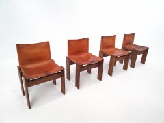 Afra Tobia Scarpa Set of 4 Monk Chairs by Afra Tobia Scarpa in Cognac Leather - 2506865