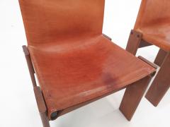 Afra Tobia Scarpa Set of 4 Monk Chairs by Afra Tobia Scarpa in Cognac Leather - 2506866