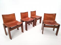 Afra Tobia Scarpa Set of 4 Monk Chairs by Afra Tobia Scarpa in Cognac Leather - 2506869