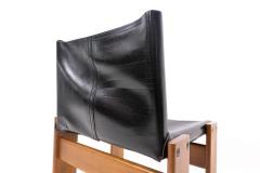 Afra Tobia Scarpa Set of 6 Black Leather Monk Chairs by Afra and Tobia Scarpa for Molteni - 2562224