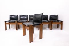 Afra Tobia Scarpa Set of 6 Black Leather Monk Chairs by Afra and Tobia Scarpa for Molteni - 2562225