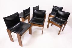 Afra Tobia Scarpa Set of 6 Black Leather Monk Chairs by Afra and Tobia Scarpa for Molteni - 2562226
