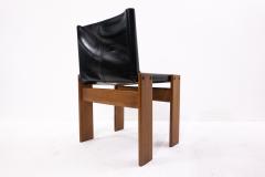 Afra Tobia Scarpa Set of 6 Black Leather Monk Chairs by Afra and Tobia Scarpa for Molteni - 2562230