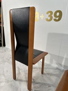 Afra Tobia Scarpa Set pf 4 Afra Tobia Scarpa dining chairs walnut black leather Italy 1974  - 3582054