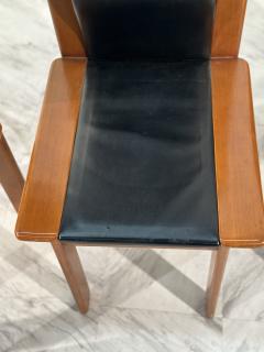 Afra Tobia Scarpa Set pf 4 Afra Tobia Scarpa dining chairs walnut black leather Italy 1974  - 3582057