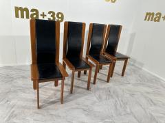 Afra Tobia Scarpa Set pf 4 Afra Tobia Scarpa dining chairs walnut black leather Italy 1974  - 3582059