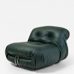 Afra Tobia Scarpa Soriana Lounge Chair by Afra Tobia Scarpa for Cassina Elmo Green Leather - 3292298