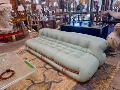 Afra Tobia Scarpa Soriana sofa by Afra Tobia Scarpa for Cassina in Soft Mint Green Leather - 4602976