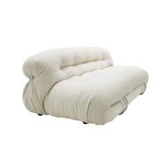 Afra Tobia Scarpa Tobia Scarpa Mid Century Modern White Boucl Wool Soriana Italian Sofa 60s - 1840342