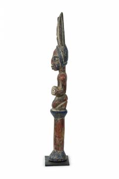 African 19th Century Carved Painted Wood Yoruba Shango Figure on Metal Stand - 4666932
