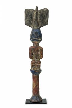 African 19th Century Carved Painted Wood Yoruba Shango Figure on Metal Stand - 4666933