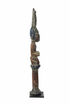 African 19th Century Carved Painted Wood Yoruba Shango Figure on Metal Stand - 4666934