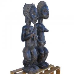 African Art Wood Sculptures of Baule Couple - 2674610