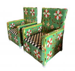 African Beaded Chair in Green Floral - 3275341