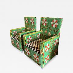 African Beaded Chair in Green Floral - 3281851