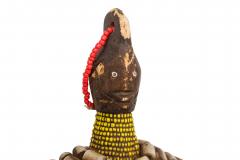 African Cameroon 20th Century Carved Wood Beaded Namur Doll Female Fertility F - 4672209