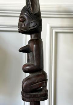 African Carved Female Statue Yoruba Ose Sango Staff - 4438989