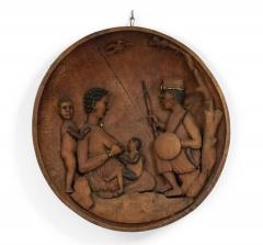 African Carved Wooden Wall Figurative Plaque - 4657068