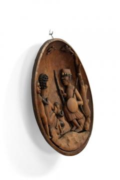 African Carved Wooden Wall Figurative Plaque - 4657069