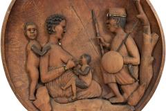 African Carved Wooden Wall Figurative Plaque - 4657070