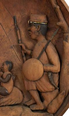 African Carved Wooden Wall Figurative Plaque - 4657072