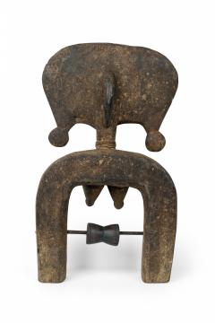 African Cote d Ivoire Carved Wood Baule Large Heddle Pulley Female Figure - 4409146