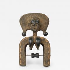 African Cote d Ivoire Carved Wood Baule Large Heddle Pulley Female Figure - 4412545